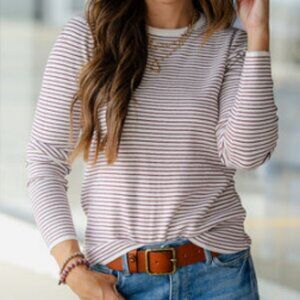 Thin Striped Lightly Ribbed Sweater Large - NWOT